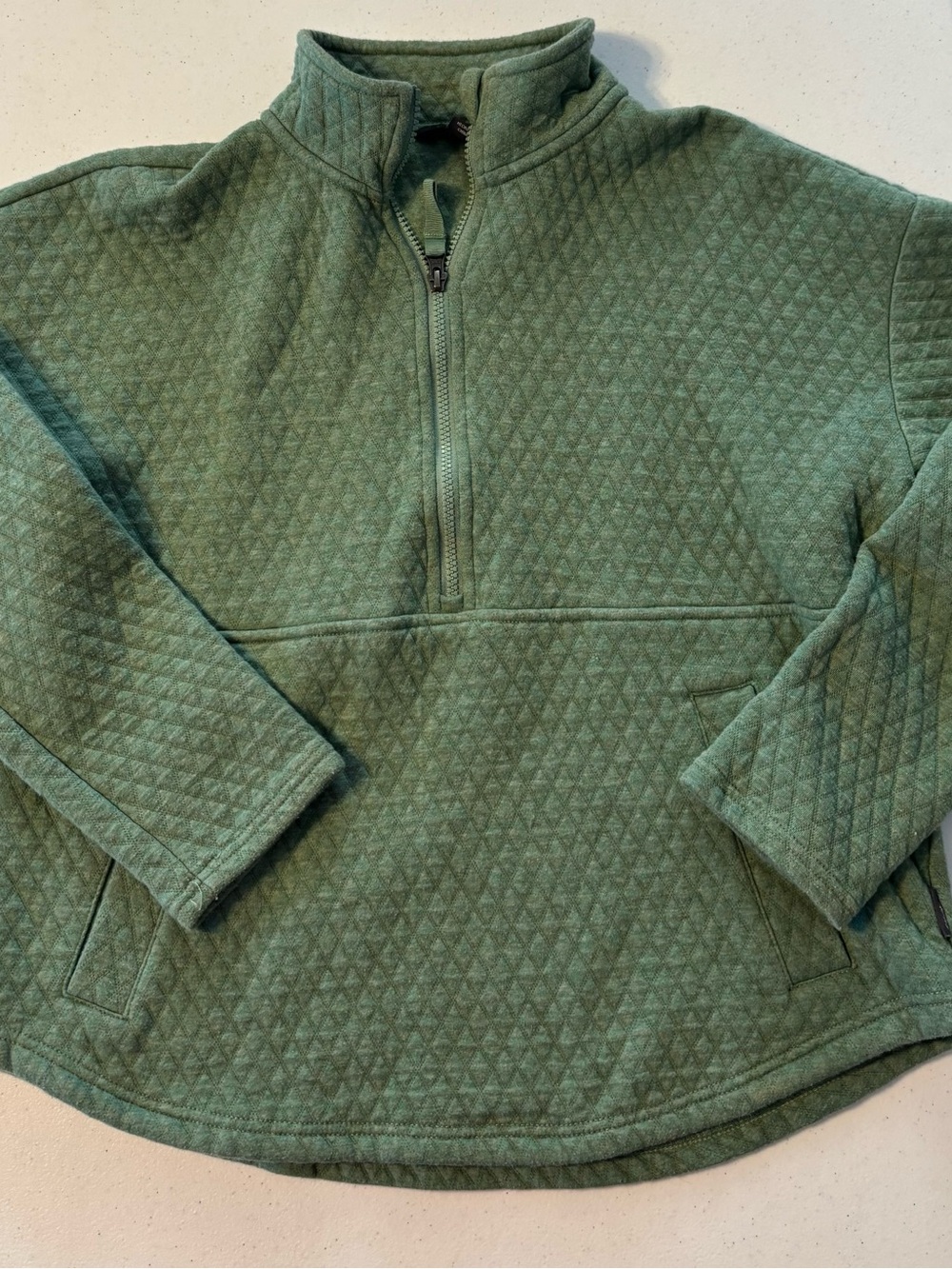 Eddie Bauer size Medium Quilted Half-Zip Pullover Hoodie - Green